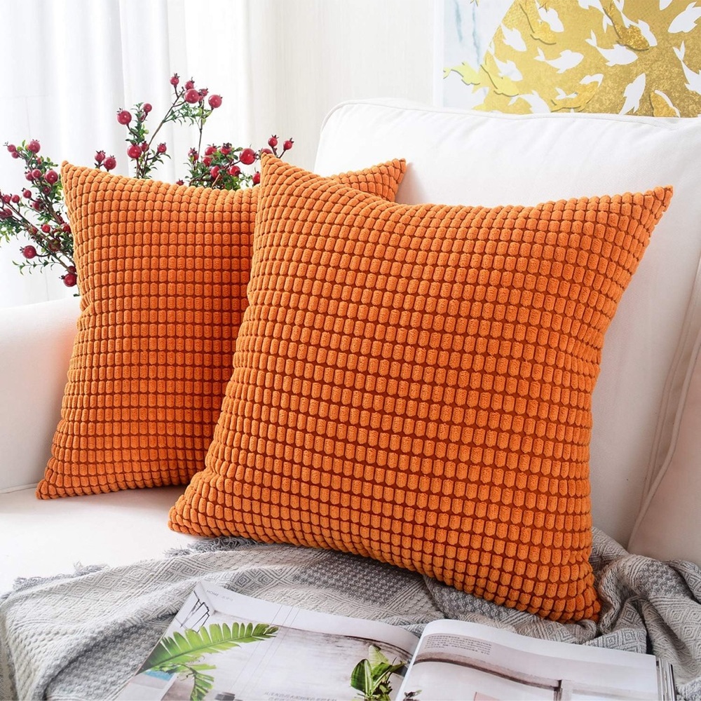 MERNETTE Pack of 2, Corduroy Soft Decorative Square Throw Pillow Cover